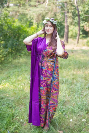 Purple Timeless Style Caftan in Cheerful Paisleys Pattern