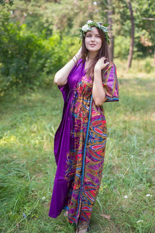 Purple Timeless Style Caftan in Cheerful Paisleys Pattern