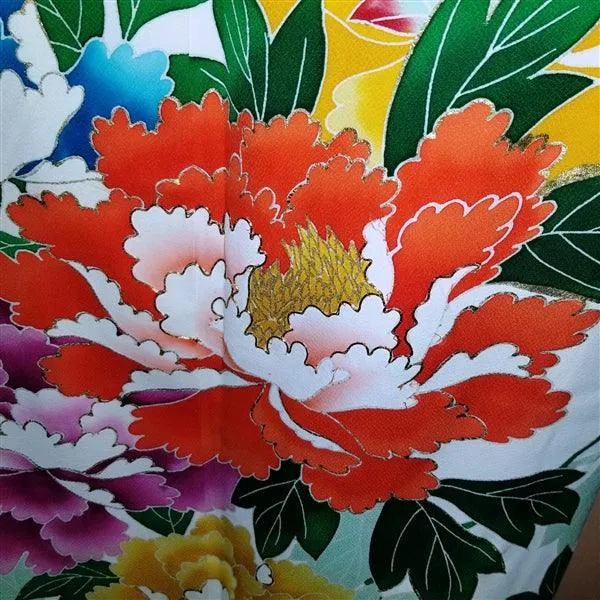 "Peony Rainbow" Vintage Japanese Kakeshita