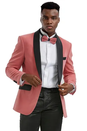 "Royale" Mauve Coral Pink Velvet Tuxedo Jacket (Separates)