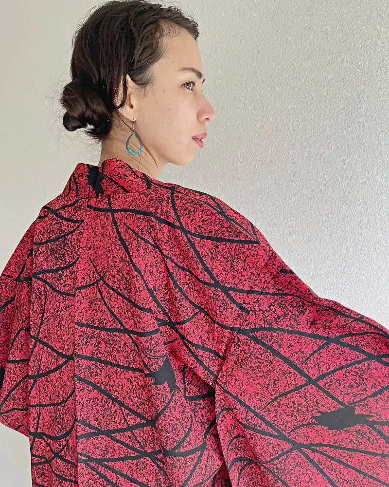 Red and Black  Haori Kimono Jacket