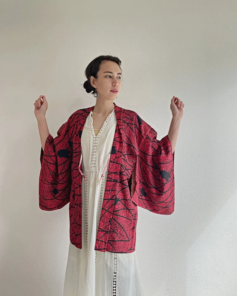 Red and Black  Haori Kimono Jacket