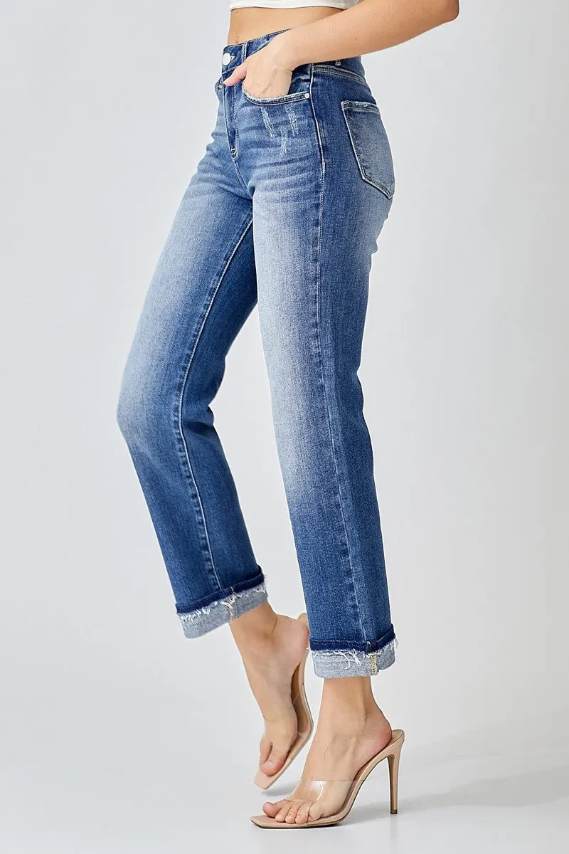 Risen Jeans - Mid Rise Ankle Slim Straight Jeans - RDP5311