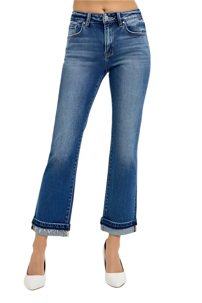 Risen Jeans - Mid Rise Ankle Slim Straight Jeans - RDP5311