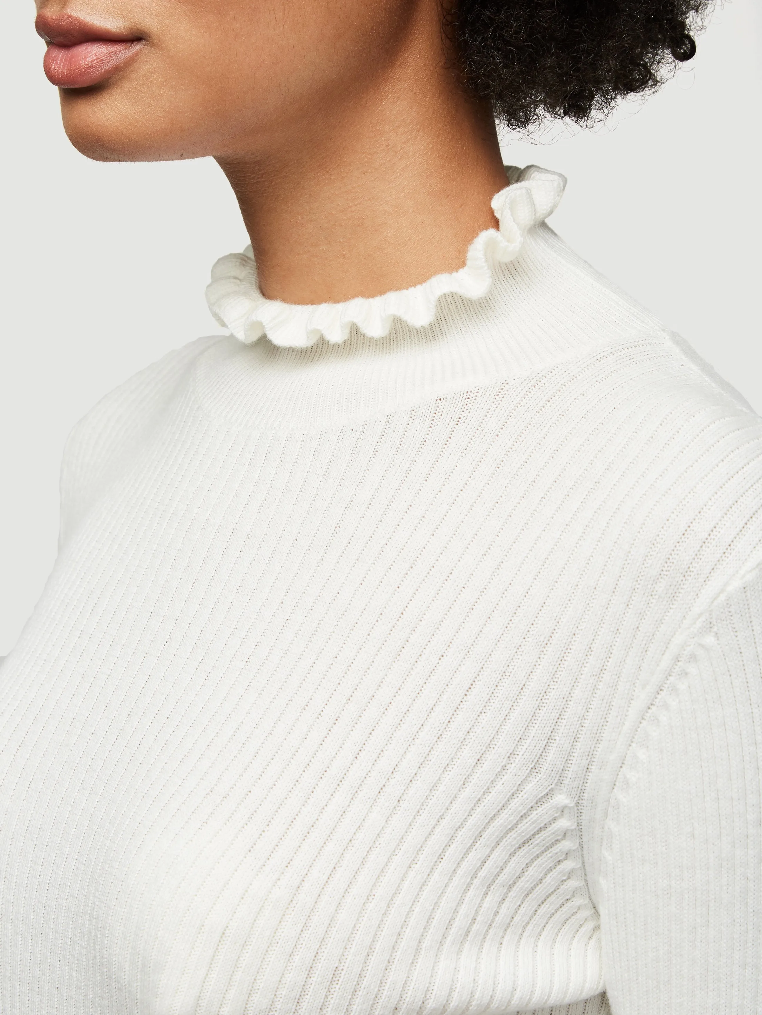 Ruffle Turtle Neck -- Off White