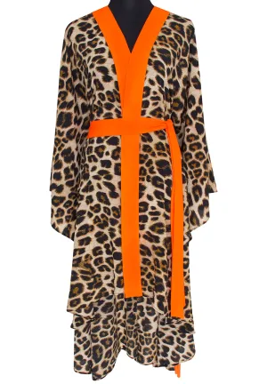 Safari - Orange Leopard Kimono (Neon Orange)