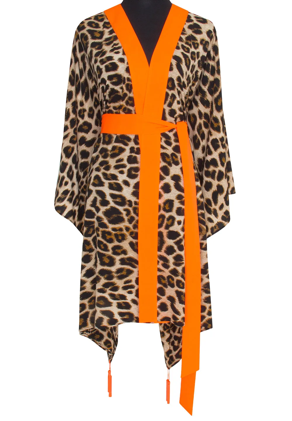 Safari - Orange Leopard Kimono (Neon Orange)