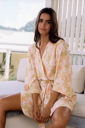 Short Kimono Robe - 100% Lyocell - Flower Child