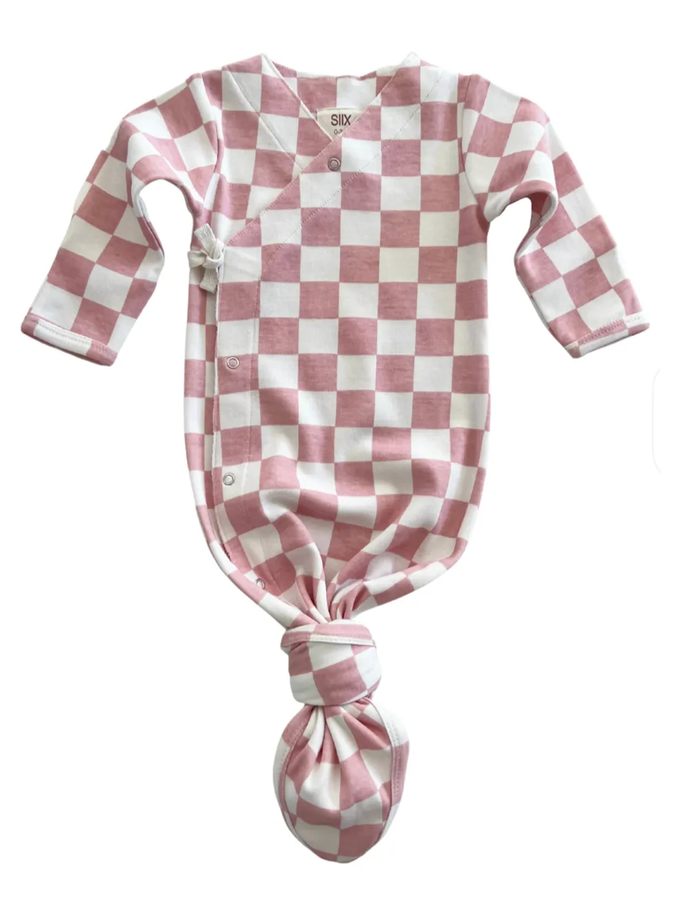 Strawberry Shortcake Checkerboard / Organic Kimono Knot Gown