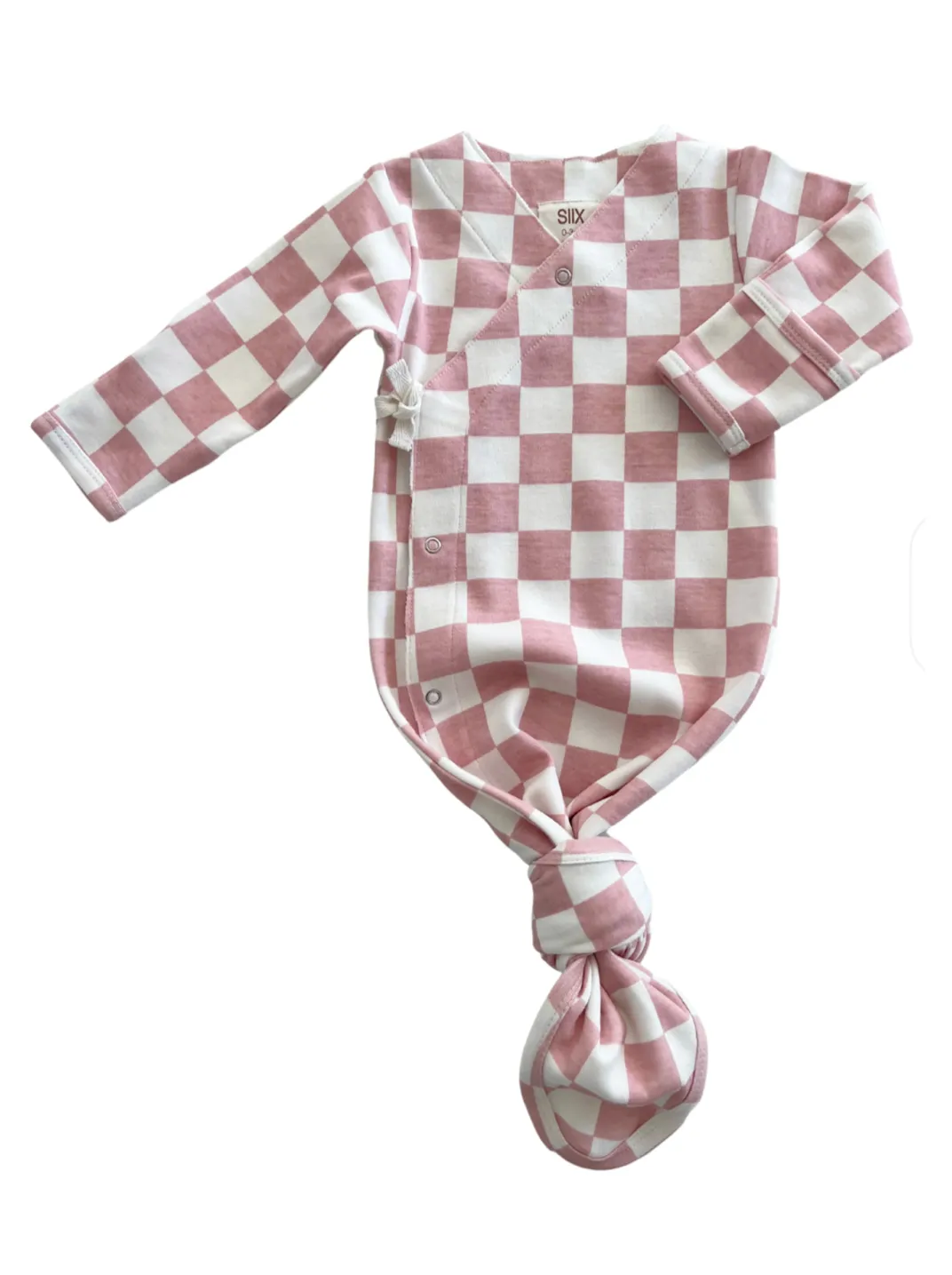 Strawberry Shortcake Checkerboard / Organic Kimono Knot Gown