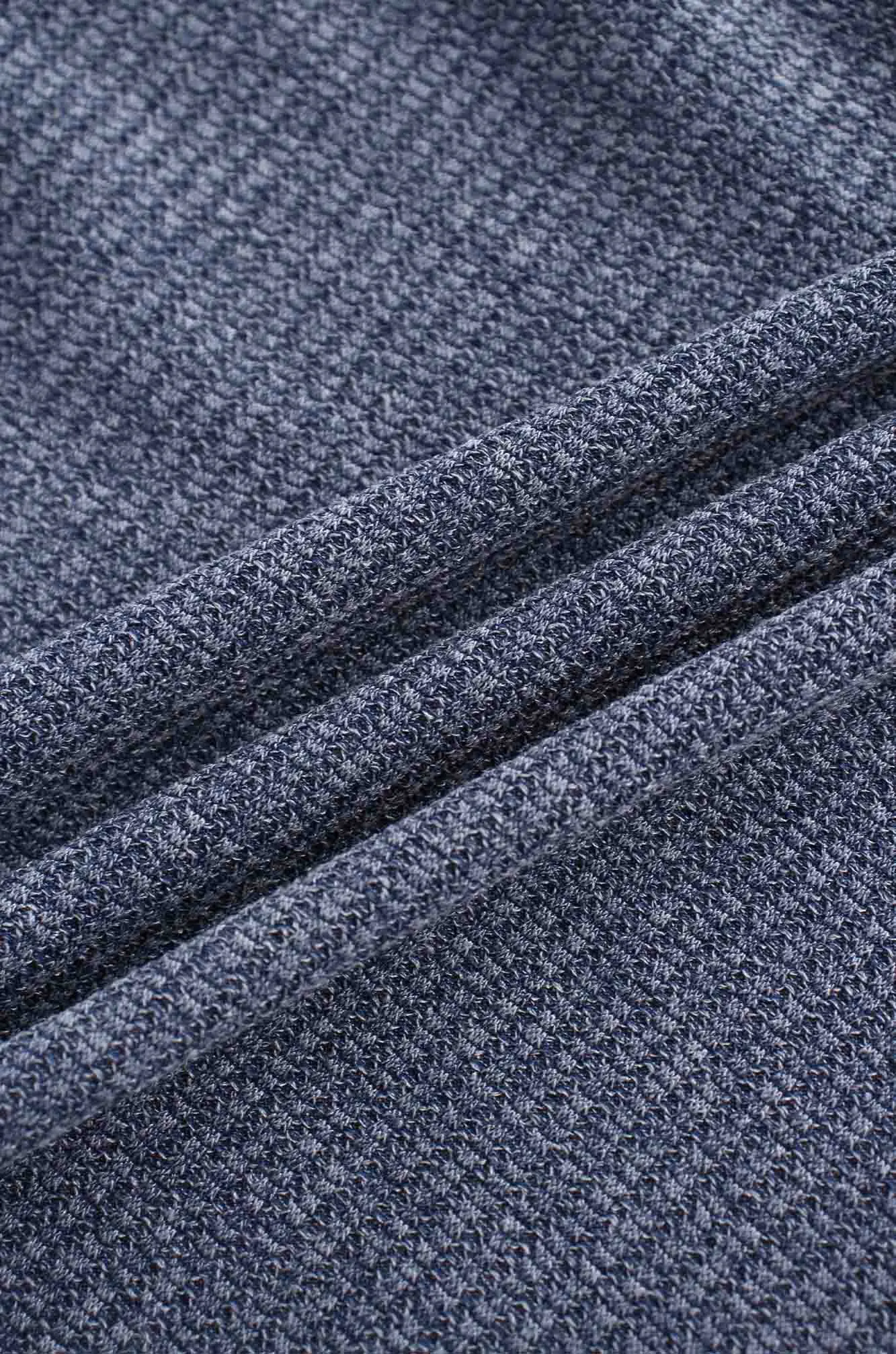 Textured Stretch Turtleneck-Blue