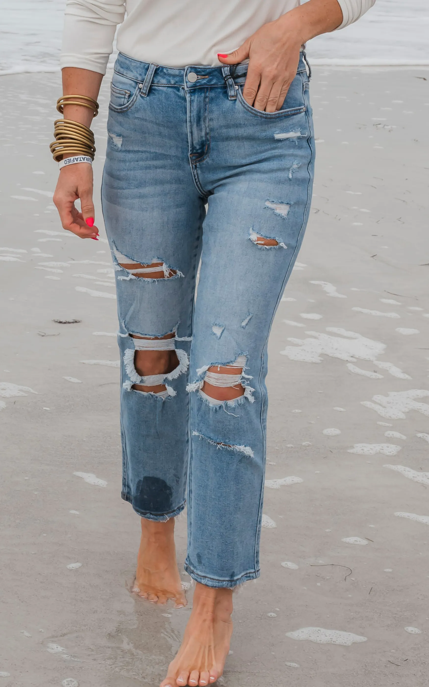 The Holy Grail Boyfriend Distressed Denim Jean | Mica Collab w/ Bad Habit*