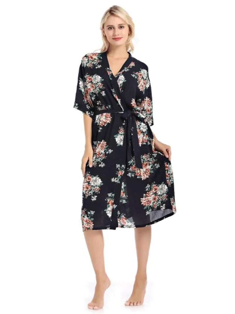 Thinking Out Aloud  Printed Floral Gown Robe Kimono