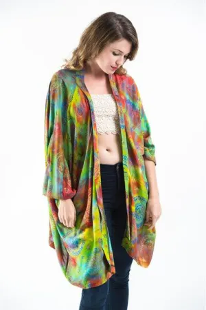 Tie Dye Om Kimono Cardigan in Acid