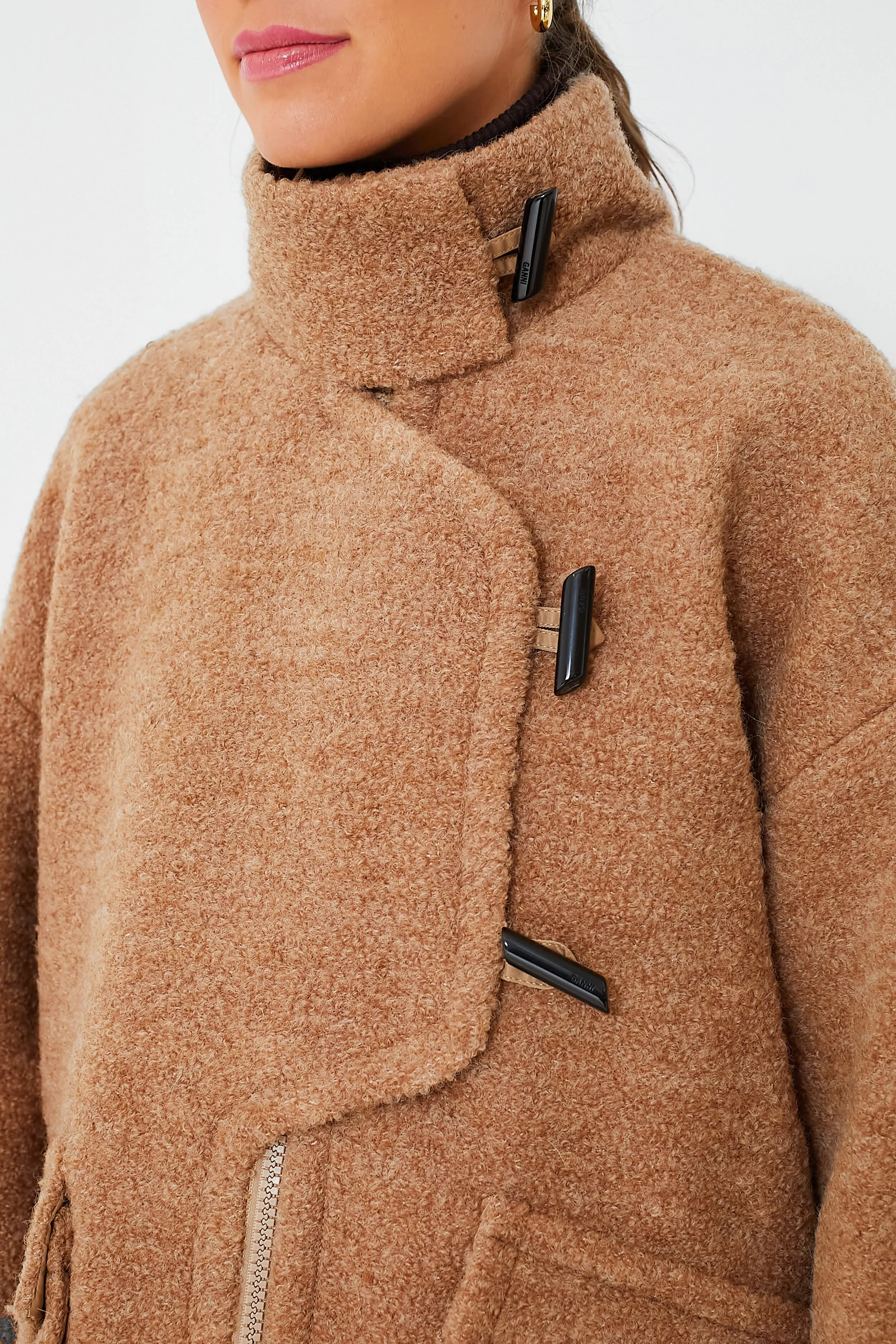 Tiger's Eye Boucle Wool Drop Shoulder Jacket