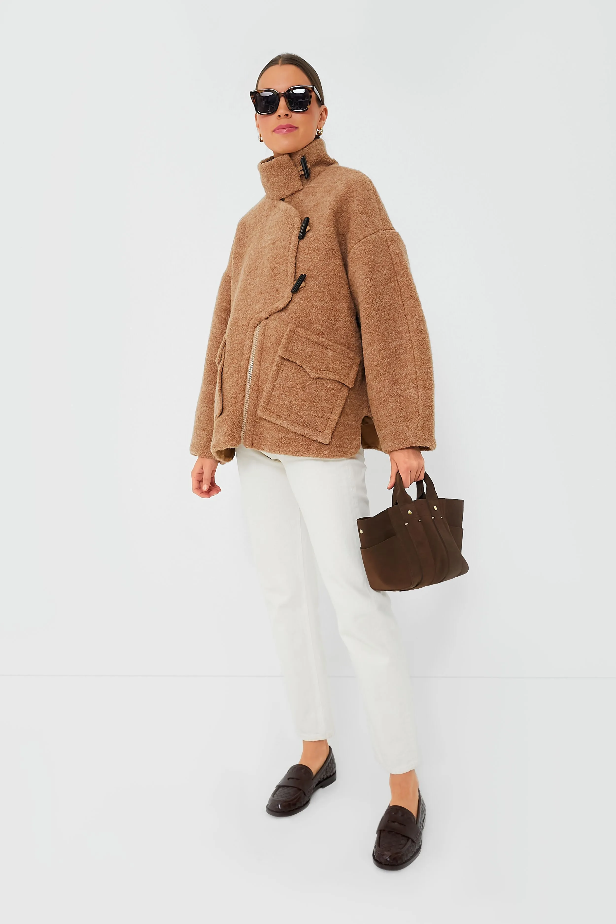 Tiger's Eye Boucle Wool Drop Shoulder Jacket