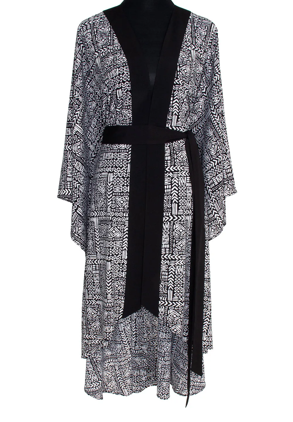 Tribal - Black Mayan Kimono Evil Eye (Black)