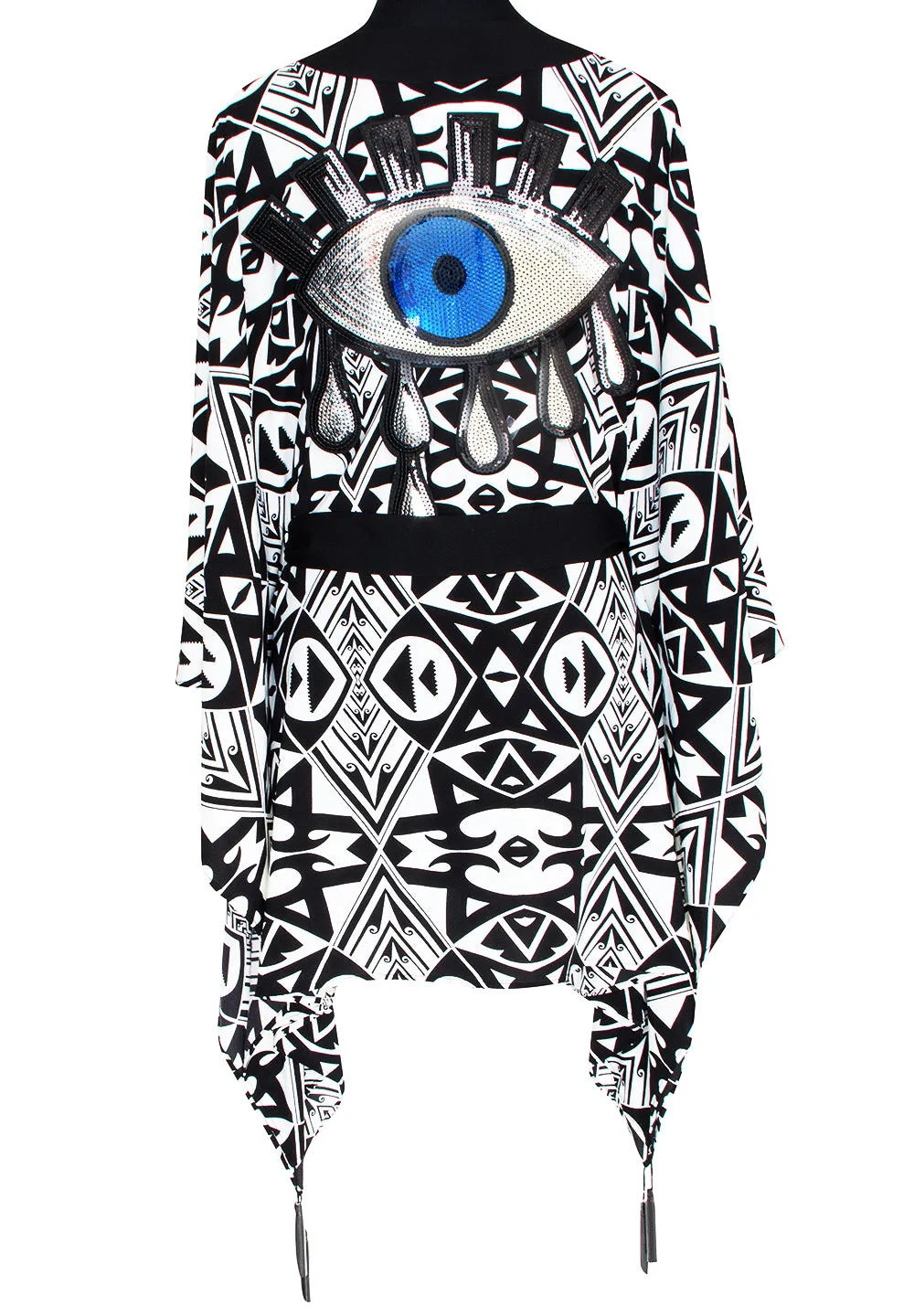 Tulum – Tribal Kimono Evil Eye (Black)