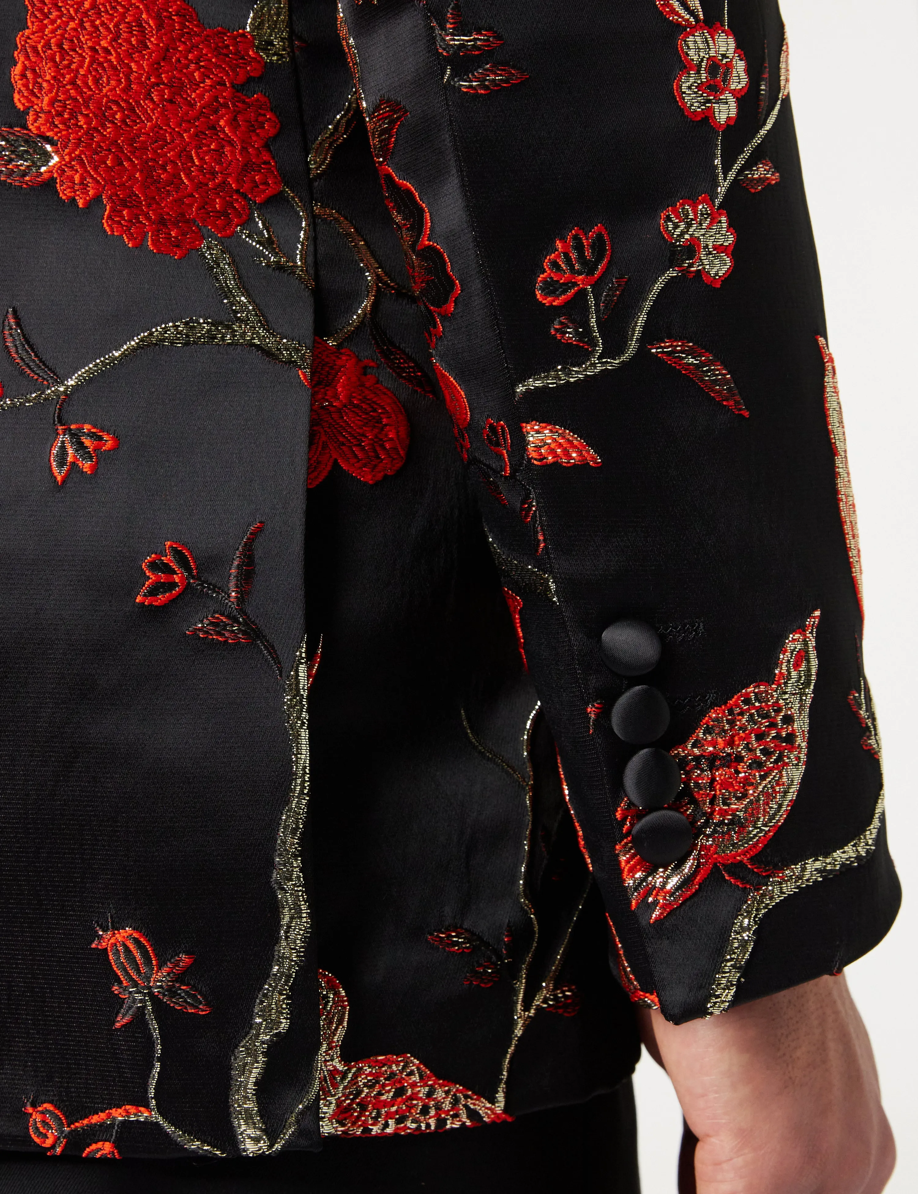 TUXEDO BLACK RED FLORAL BLAZER