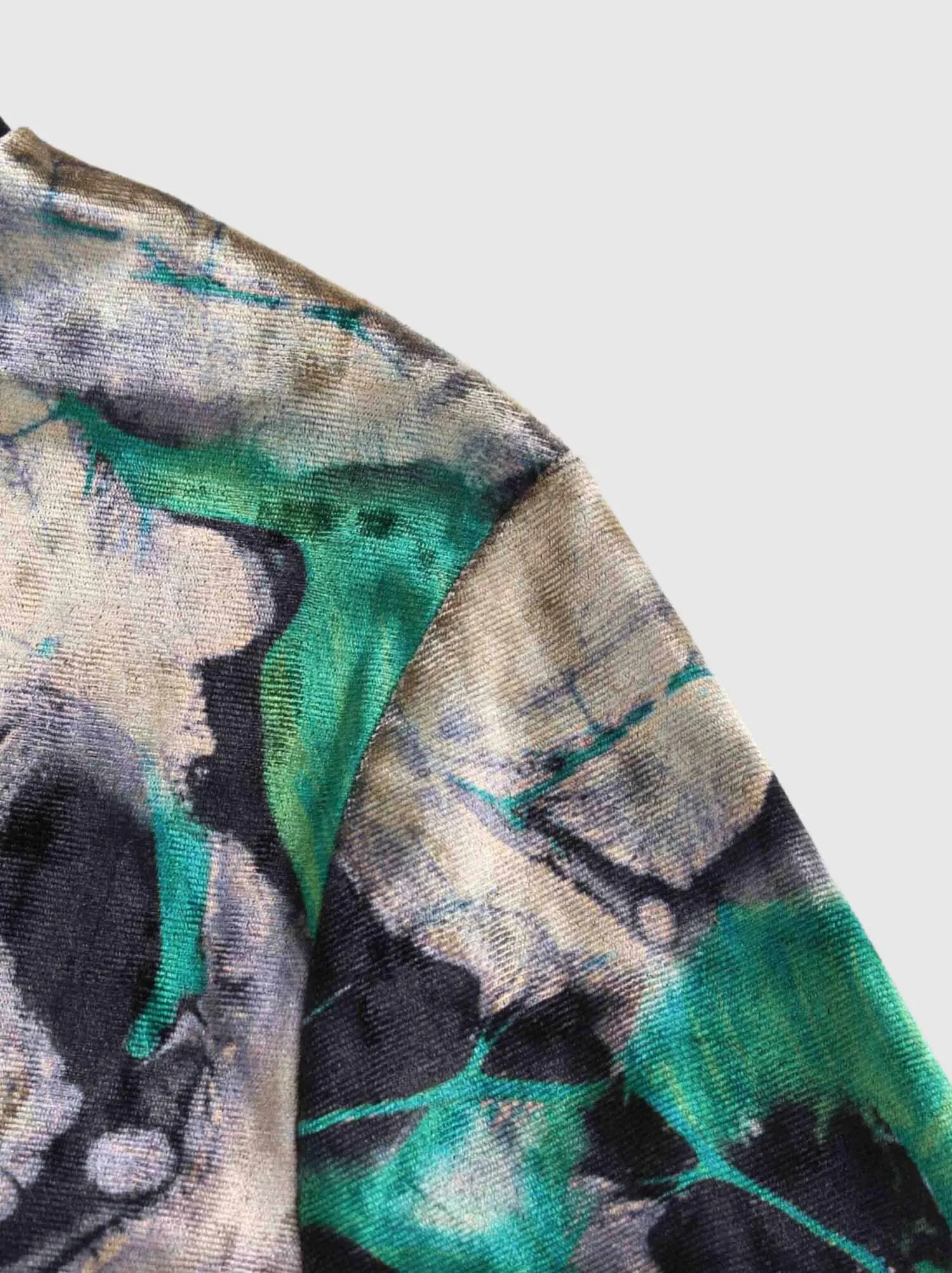 Velour Printed Turtleneck-Green Floral