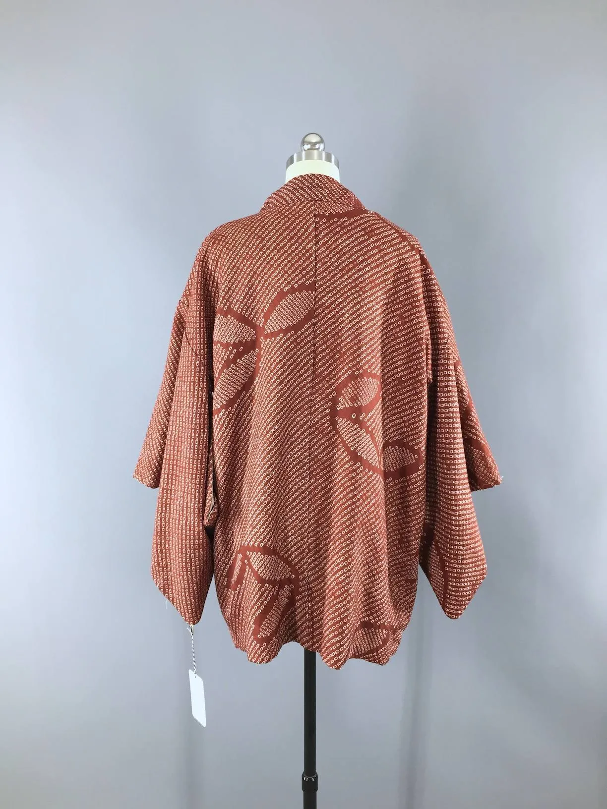 Vintage 1950s Silk Kimono Jacket Cardigan / Brown Shibori