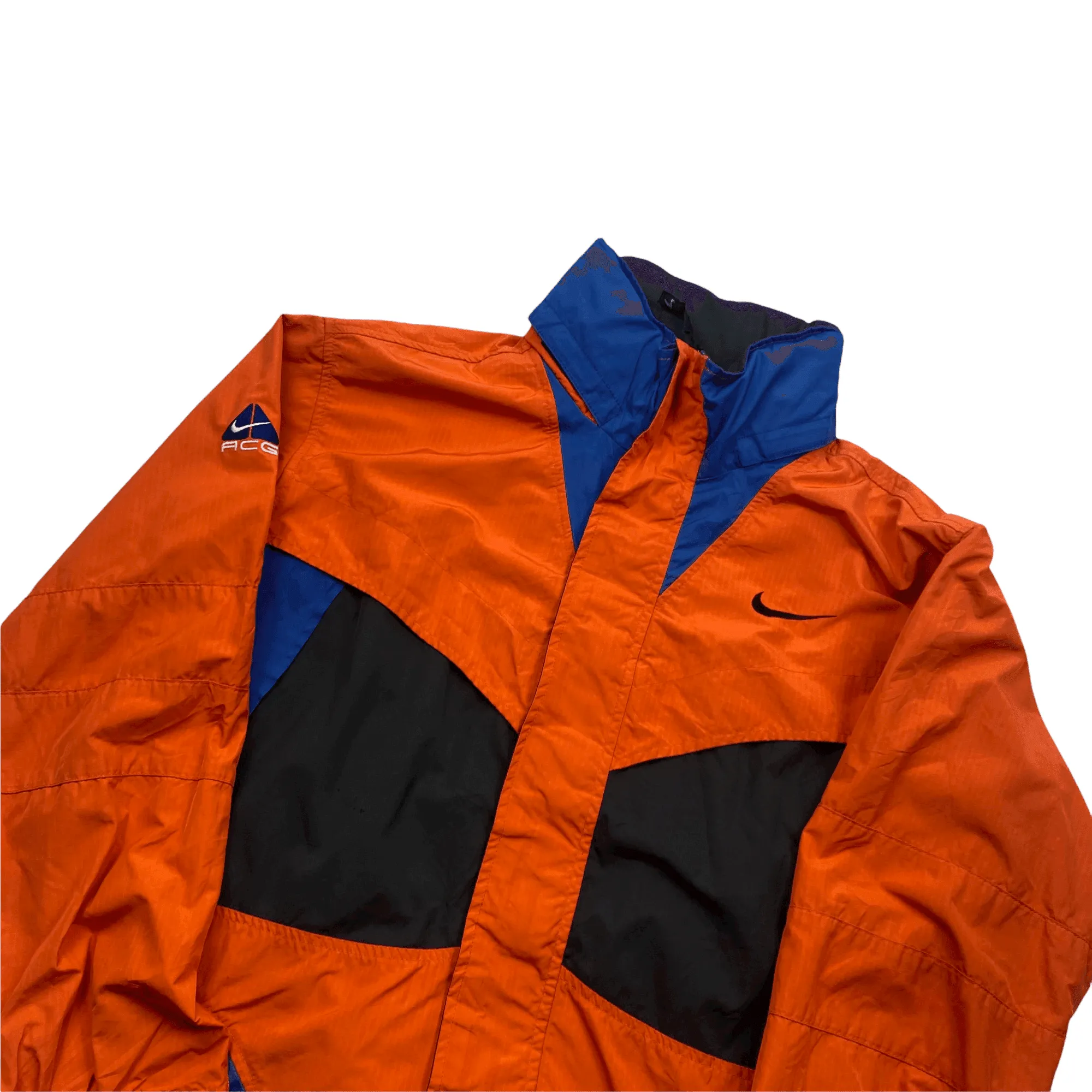 Vintage 90s Orange, Black   Blue Nike ACG Windbreaker Jacket - Small