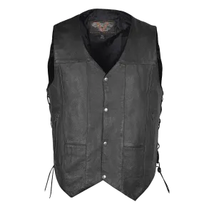 VL915S Vance Leather Men's Ten Pocket Vest of Basic Leather