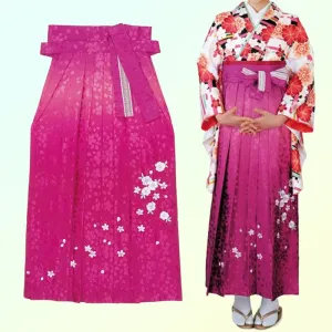 Women's Hakama - Purple Gradient with White Flowers - Brand New Kimono Pants/Trousers - Washable