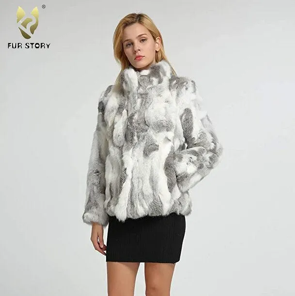 Women's  Real Rabbit Fur Coat Winter Real Fur Jacket  151249