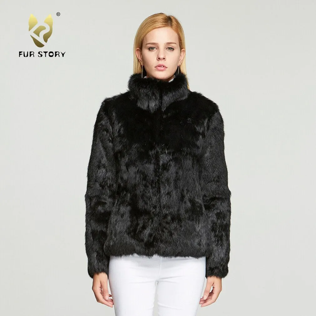 Women's  Real Rabbit Fur Coat Winter Real Fur Jacket  151249