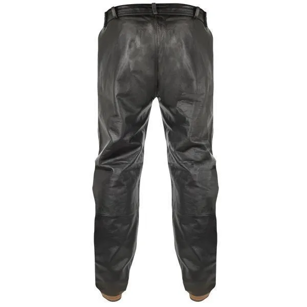 Xelement B7440 Men's Black Premium Leather Motorcycle Protective Over Pants w/ Side Zipper Entry